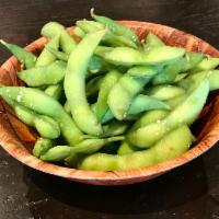 Edamame · Blanched soybeans tossed with sea salt spicy option with 7 spice salt.