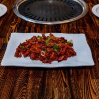 Spicy Pork · Tenderloin pork marinated in sweet and spicy gochujang-based house sauce.
