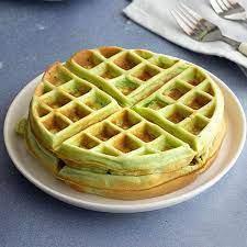Coconut Waffles with Pandan Flavor · Sweet and fragrance coconut waffles that are both crunchy and chewy.  The waffles are 8 inch in diameter. 1 waffle per order.