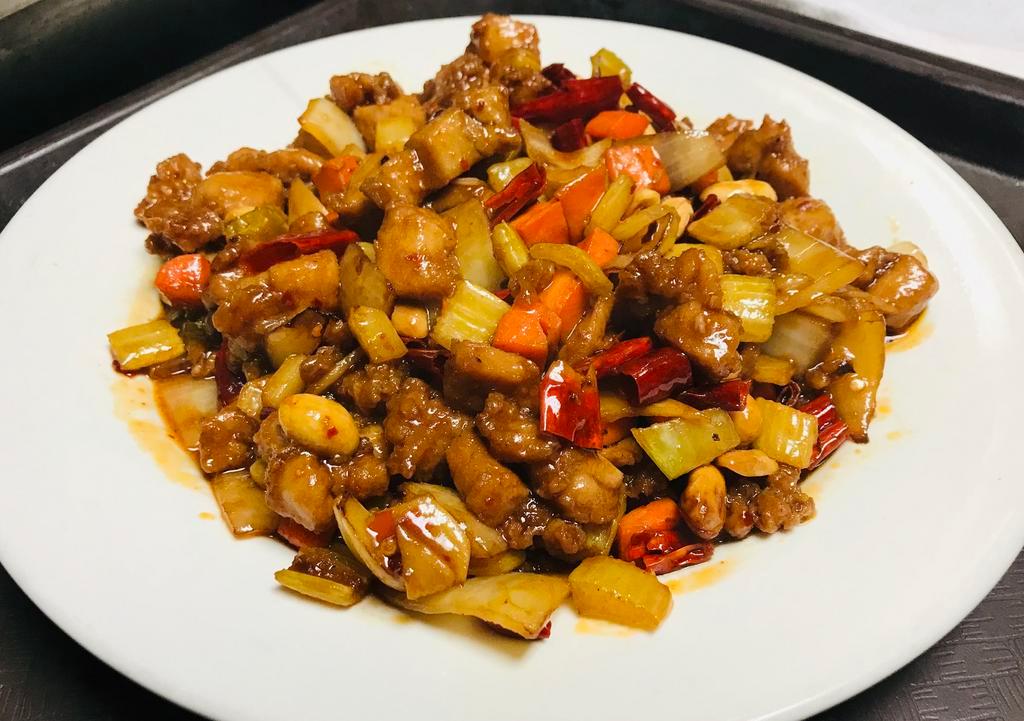 J5. Kung Pao Chicken · Spicy stir-fry.