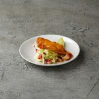 8. One Hard Shell Shrimp Taco · Includes cabbage, pico de gallo, cheese and cream.