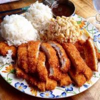 Katsu Pork · Panko-Crusted Pork Cutlets Fried & Served with House Katsu Sauce. Served with Rice and C...