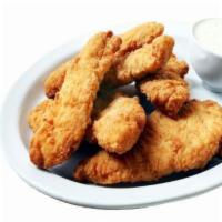 Chicken Tender · Served with ranch or BBQ sauce.
