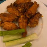 8 Jumbo Fresh Wings · Naked or breaded, served with creamy gorgonzola, celery sticks and your choice of wing sauce...