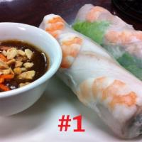 1. Goi Cuon · Chicken, shrimp, lettuce, bean sprouts, cilantro leaves and rice vermicelli wrapped in steam...
