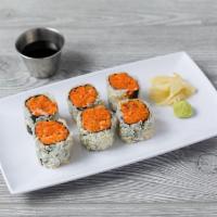 Spicy Crunchy Roll · Choices of tuna, salmon, yellowtail, white tuna or crabmeat. Inside out roll.