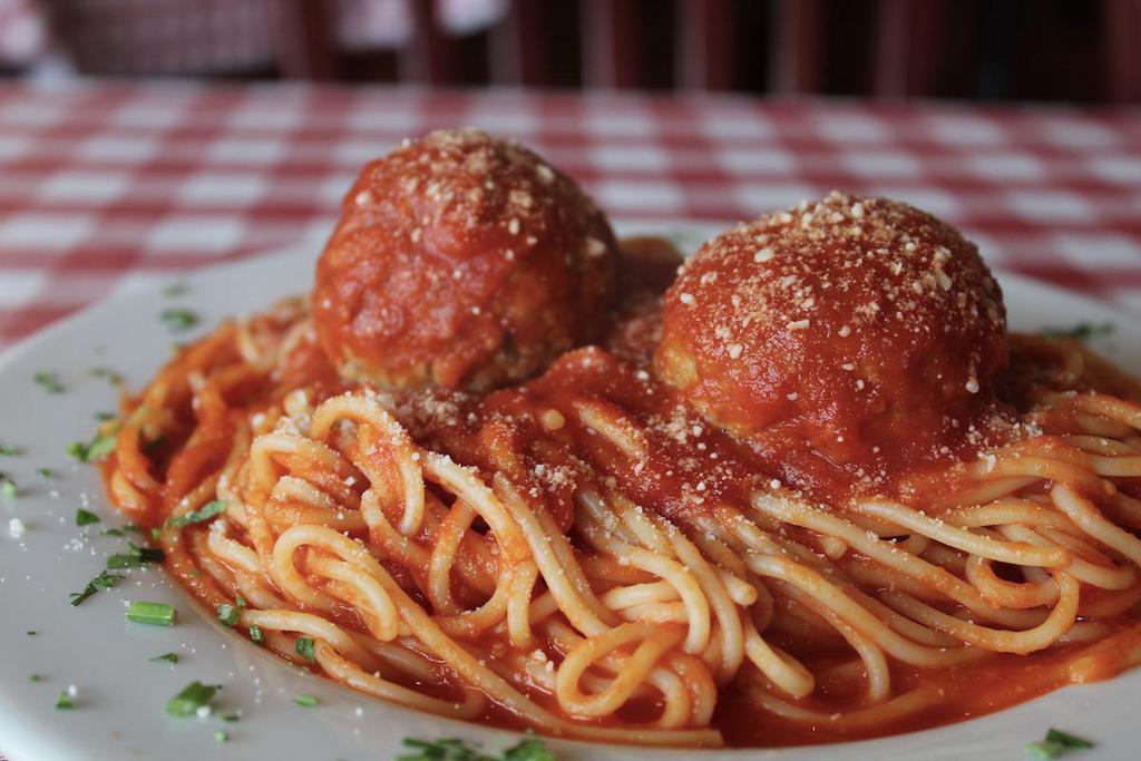 Spaghetti and Meatballs · Spaghetti, tomato sauce, meatballs.