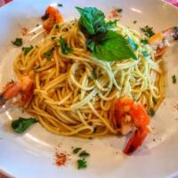 Shrimp Scampi · Shrimp, capellini pasta, scampi sauce.