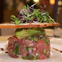 Tuna Tartare · Yellowfin tuna, shallot, jalapeno, avocado, sea salt.