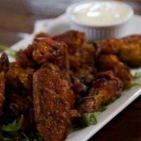 Crispy Oven Baked Wings · Served either house classic style, or Buffalo, BBQ, sweet onion teriyaki or garlic Parmesan ...
