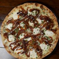 The Sweet Heaven Pizza · Bacon, ricotta cheese and scallions with a creamy Parmesan sauce.
