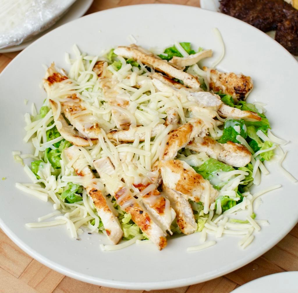 Caesar Salad with Grilled Chicken · Green salad with Caesar dressing and cheese. 