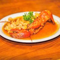 Lobster Stuffed with Shrimp in Garlic Sauce · 2 sides.