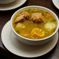 Chicken Soup · Comes with a side of white rice.