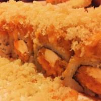 Spicy 2 in 1 Roll · Spicy salmon, cream cheese inside, spicy tuna on top with crunchy. 