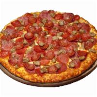 Large Montague's All Meat Marvel · Italian sausage, pepperoni, salami, lnguica on zesty red sauce. 12 slices.