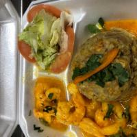 Mofongo · Marsh green plantain select a size
(Meat, or Seafood)