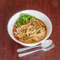 Kao- Poon · Gluten-free. Soft vermicelli noodles in homemade chicken curry sauce with thinly sliced cabb...