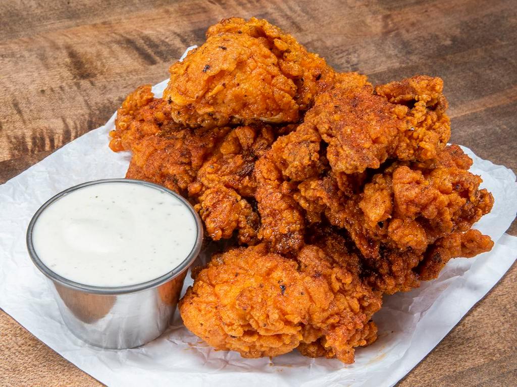 Tenders · 3 crispy fried chicken tenders, spiced to your liking;
Plain, Nashville Hot or Nashville Hotter