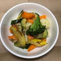 Seasonal vegetables · sauteed with garlic confit