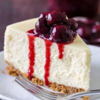 Cheese cake · Ricotta vanilla cheese cake with Morello cherries