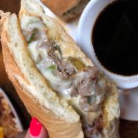 Hall of Fame Philly Sandwich · Grilled roast beef, green peppers and onions chopped and sauteed w/melted provolone cheese. ...