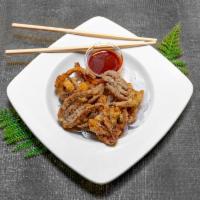 A19. Ika Geso · Squid leg fried. 6-7 oz. of breaded calamari deep-fried and served with a spicy sauce and te...