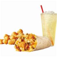 #15 Premium Burrito Combo · Choice of the Ultimate Burrito (Sausage Egg Bacon Tots Cheese and Baja Sauce) or the Ultimat...