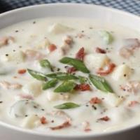 Classic New England Clam Chowder · with oyster crackers