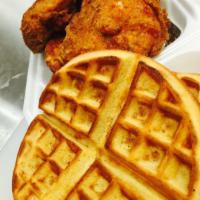Fried Chicken and Waffles Dinner · 4 piece fried chicken & waffle with choice of gravy, maple, or maple sriracha.