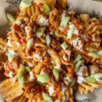 DWG Ultimate Waffle Fries  · DWG’s famous waffle fries. Fried golden crisp, topped with DWG boneless chicken, then tossed...