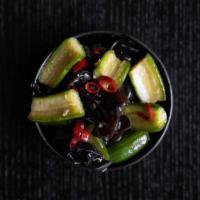 Cucumbers · cucumbers,  red chilis, soy sauce, sesame oil - Vegan, Gluten Free