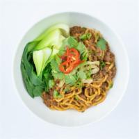 Dan Dan Mian · sesame ground beef, sichuan peppercorns, house made chili oil - Contains Peanuts (CANNOT REM...