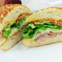 LLB Special Sandwich · Roast beef, turkey, ham, Swiss cheese, provolone cheese, Lou's special sauce and on dutch  c...