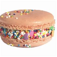 Macaron - Birthday Cake · Vanilla frosting buttercream flavor, Rolled in edible colorful confetti. 