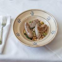 SALSICCE COI FAGIOLI AL FIASCO · 2 grilled house-made pork sausages, cannellini beans and zucchini.
