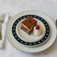 TIRA-MI-SU · Espresso infused sponge cake, mascarpone cream.