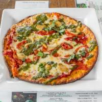 4 Cheese and Sun-Dried Tomato Pizza · Sun-dried tomatoes, basil, roasted garlic, tomato sauce, goat cheese, mozzarella, provolone,...