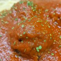 Homemade Meatballs · 3 pieces. Ground meat rolled into small spheres, prepared with bread crumbs, minced onion, e...