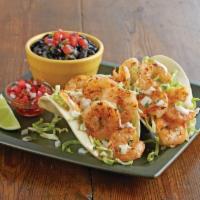 Grilled Shrimp Street Tacos · Grilled ancho-marinated shrimp, shredded cabbage, onion, cilantro and chipotle ranch dressin...