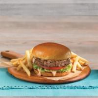 Original Burger · Made with USDA Angus beef and are grilled medium well. Served with your choice of side.