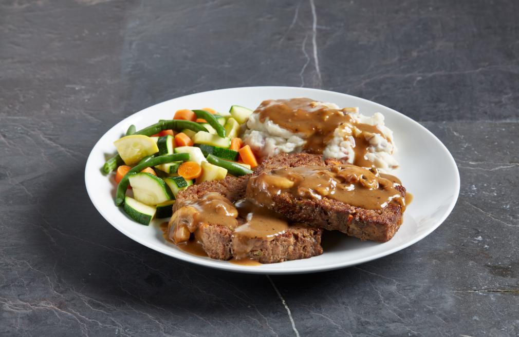 Marie's Meatloaf · Slow -baked with 100% Angus ground beef, onions, green peppers, carrots and special seasonings, topped with mushroom cabernet gravy. Served with fresh mashed potatoes and fresh seasonal vegetables.