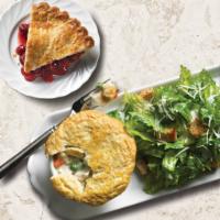 Mini Pot Pie & Pie Combo · Our petite Chicken Pot Pie is served with a salad. Includes a free slice of pie.