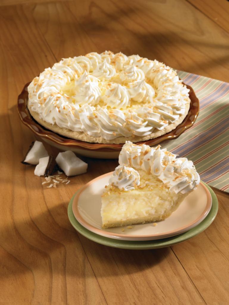 Coconut Cream Pie Slice · Rich vanilla cream blended with shredded coconut. A delicious blend of fresh, quality ingredients and rich flavors with a smooth and creamy texture. Topped with fresh whipped cream or meringue.