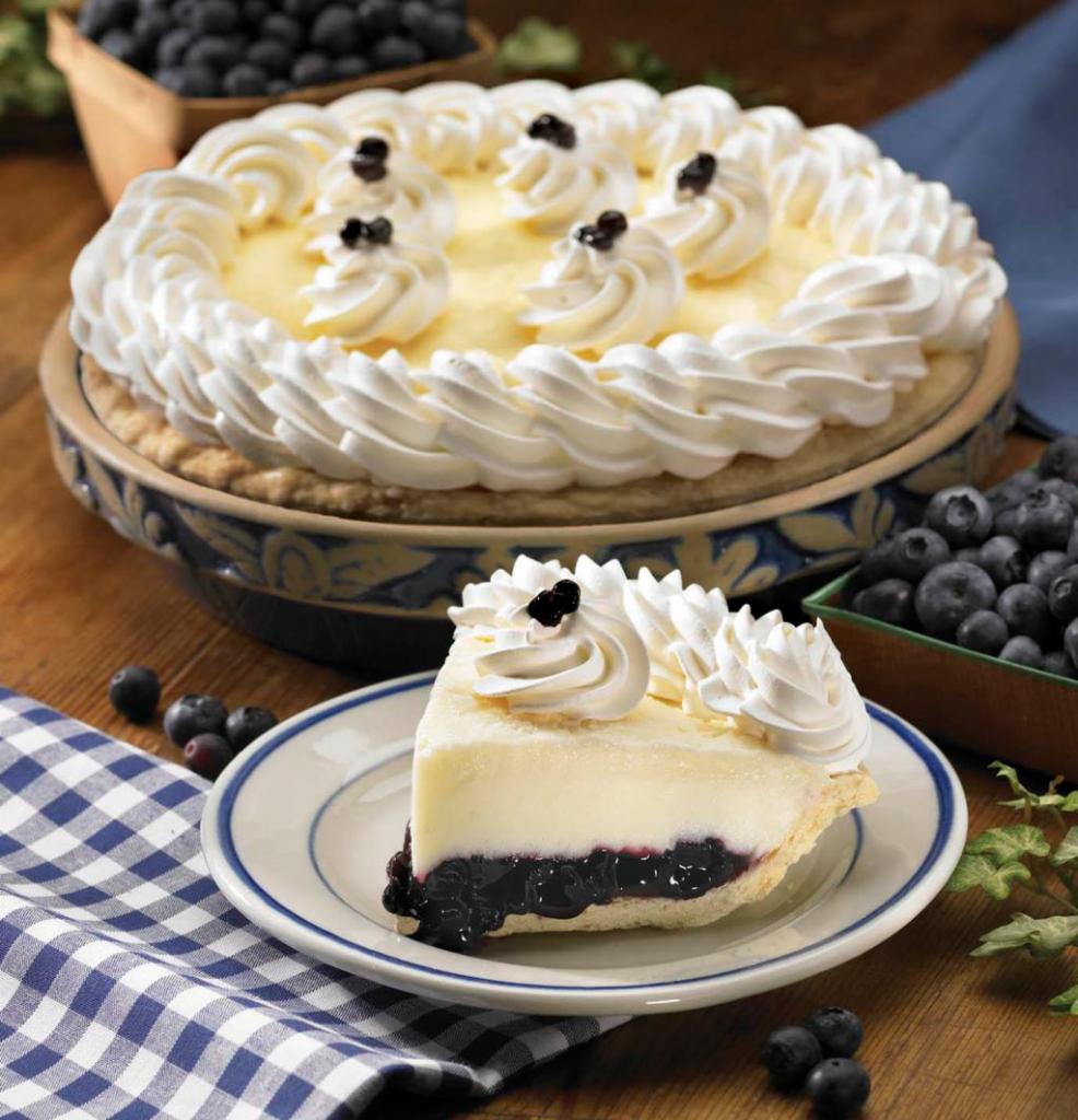 Double Cream Blueberry Pie · A sweet blend of rich vanilla cream and fresh sour cream atop juicy blueberries with a hint of apple.