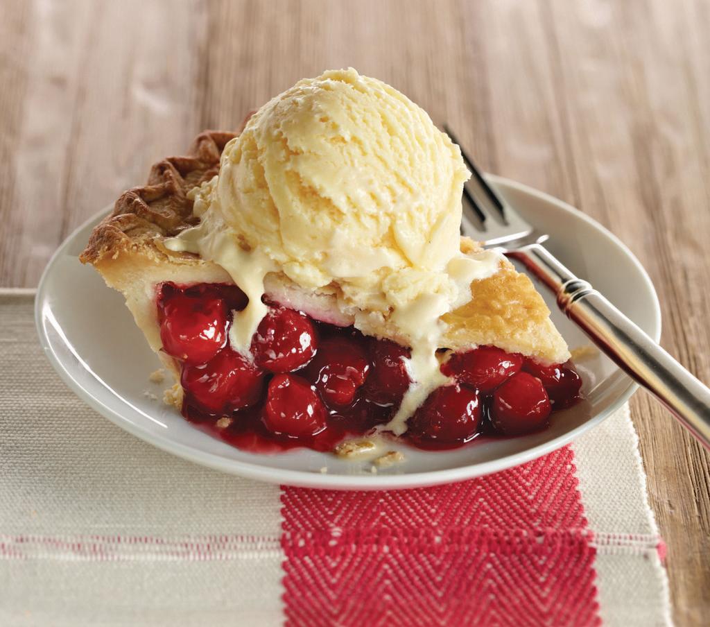 Cherry Pie Slice · Sweet and tart red cherries. Baked to a golden brown finish in our delicious flaky crust.