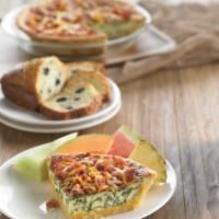 Marie's Classic Bacon Quiche · A blend of cheeses, spinach and egg all baked in our famous flaky crust, topped with applewo...
