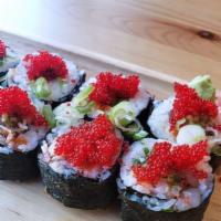 LaSalle Maki · 10 piece. Burnt mixed seafood, cilantro, jalapeno, lime, Masago, top red tobiko and spicy sa...