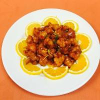 68. Orange Chicken · Chicken breast fixed with a special orange sauce topped with orange peels.