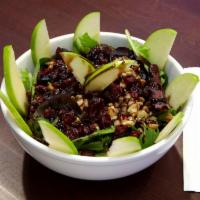 E6 · Spring mix, granny smith apples, cranberries, walnuts mixed in balsamic fig glaze